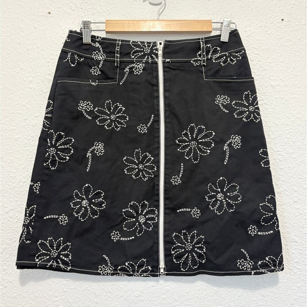 vintage worth embroidered skirt black floral boho girly feminine y2k